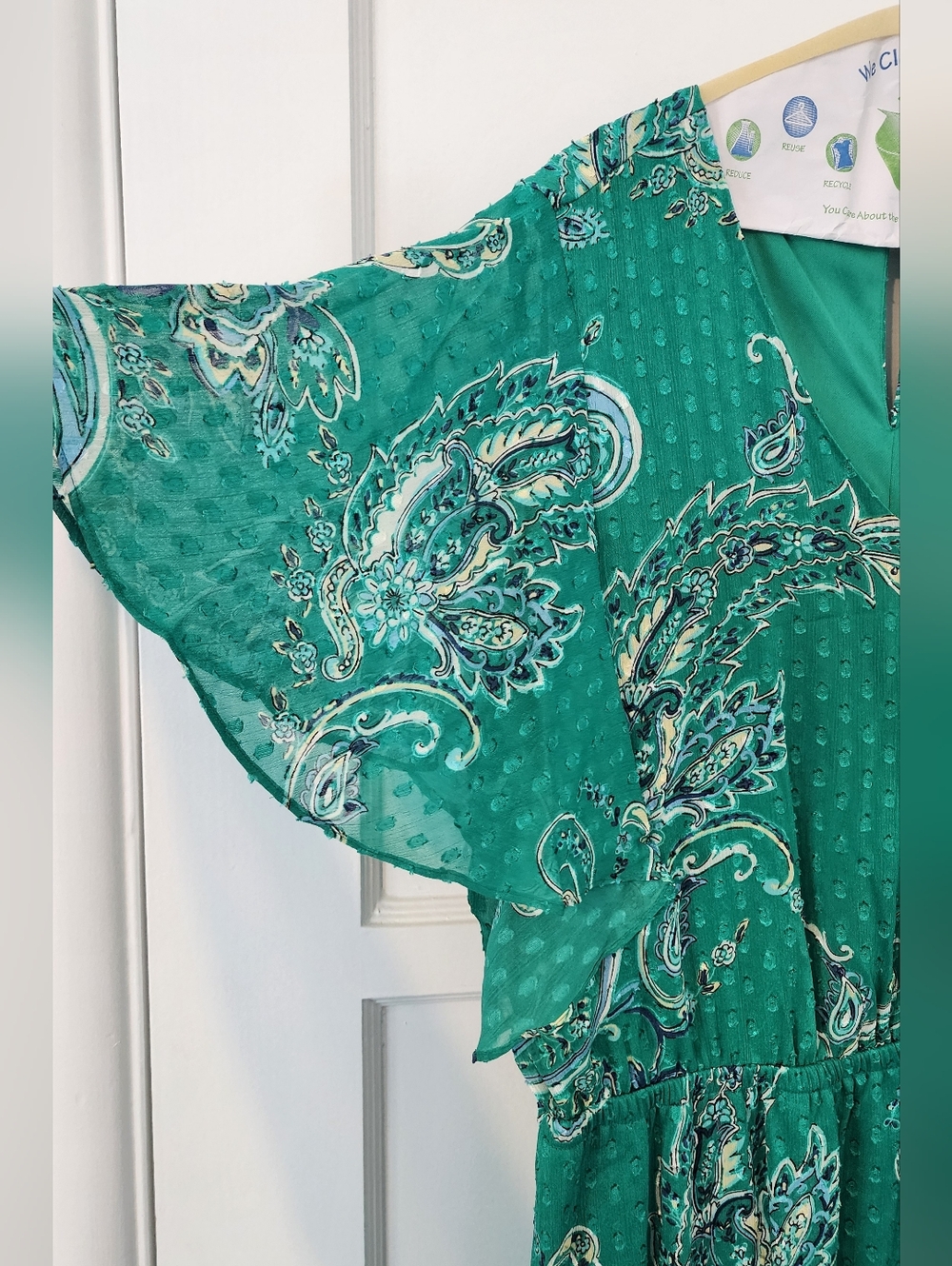 NWT Teal Paisley V-Neck Maxi Dress - XL - Picture 2 of 10
